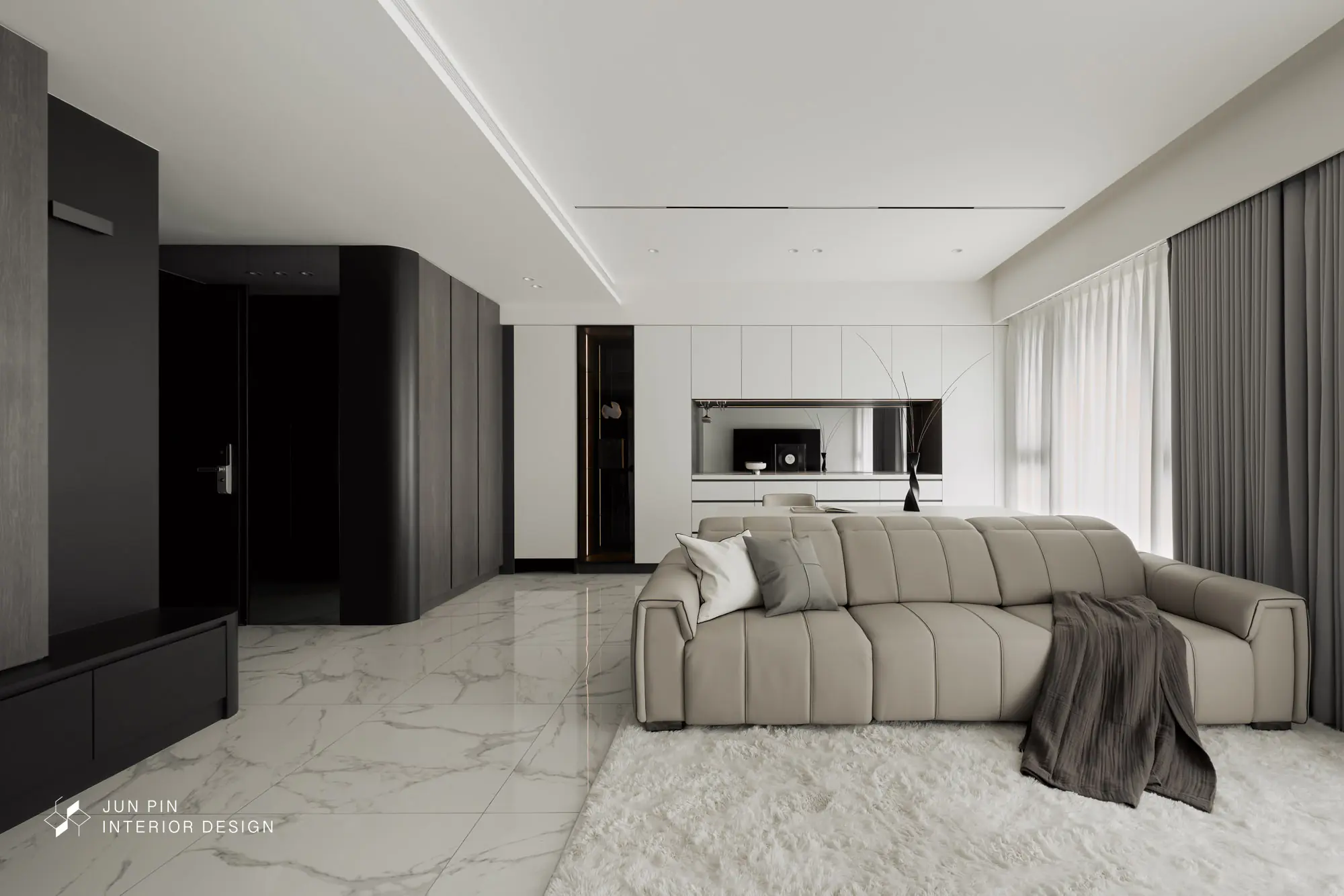 屋主喜歡現代簡約的線條，單純的色彩，希望空間呈現簡單乾淨明亮的感覺，並期望能將家中雜物都隱藏起來，但又不要太過壓迫和擁擠。希望整個家能呈現乾淨、簡單又明亮大方的氛圍。